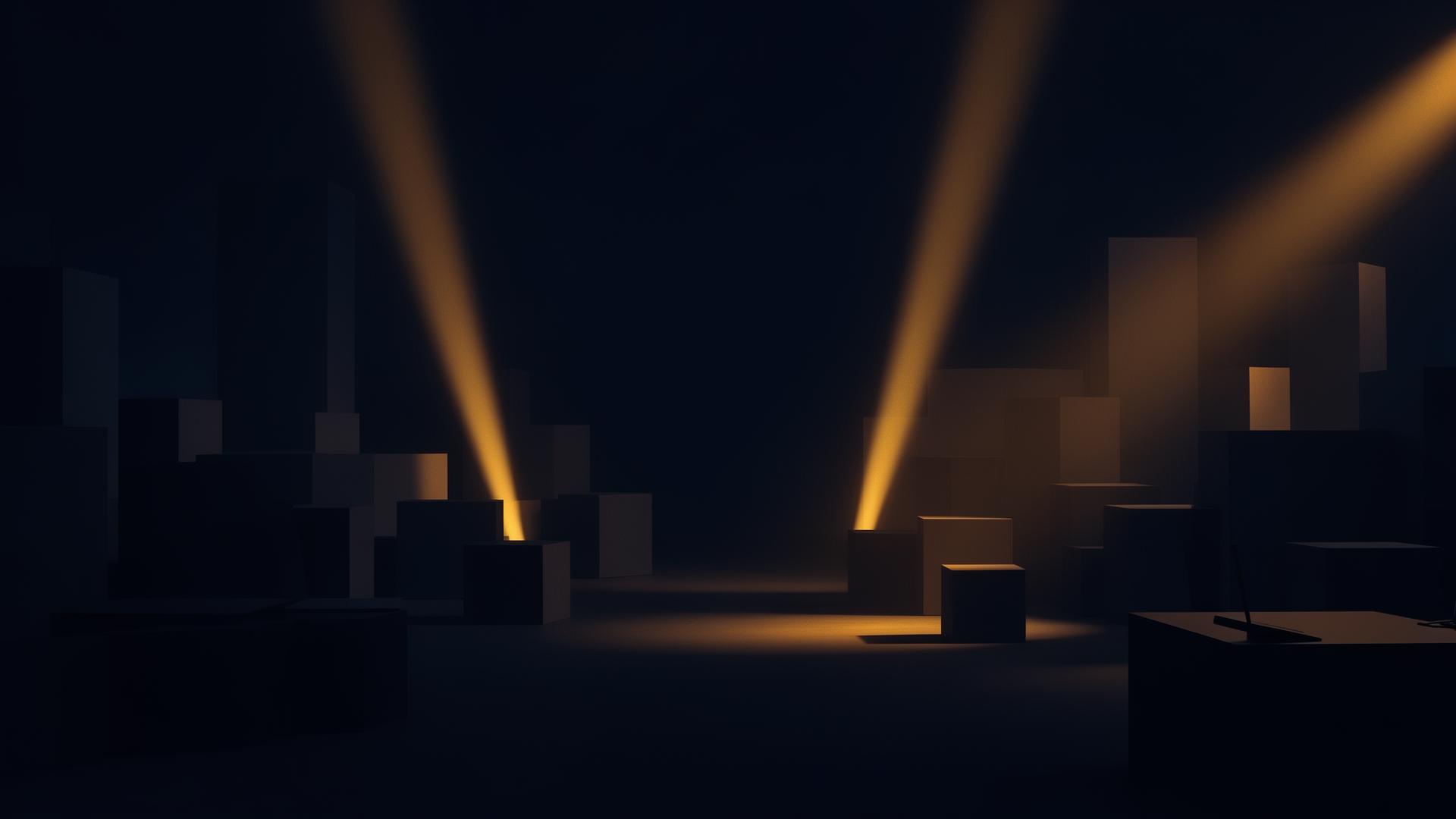 Minimal desk workspace at night